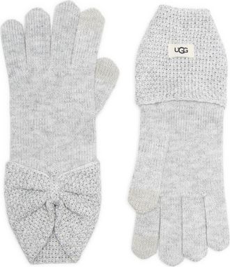 UGG Bow Wool Blend Tech Glove in Grey Heather at Nordstrom Rack