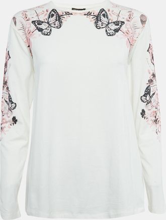Roberto Cavalli White Printed Cotton T-Shirt