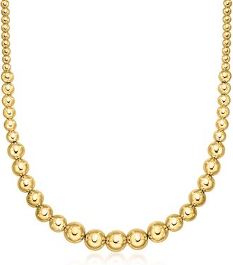 Ross-Simons Italian 4-10mm 18kt Gold Over Sterling Graduated Bead Necklace