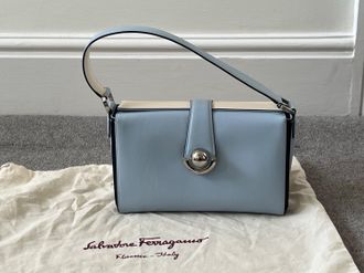Ferragamo Baby Blue Leather Mini Bag Size S