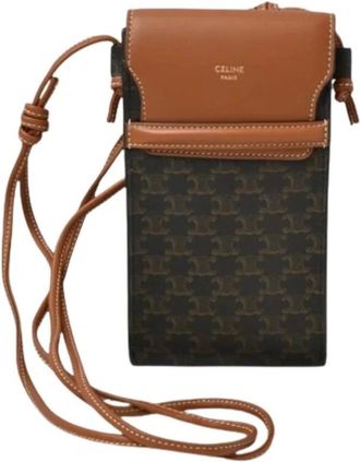 Celine Pre-owned Cross Body Bags, female, Brown, Size: ONE SIZE Pre-owned Vintage Leather Shoulder Bag