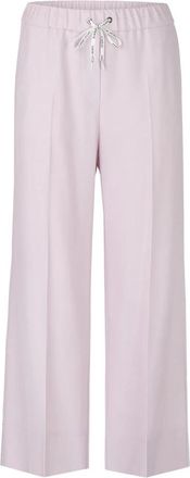 Marc Cain Wijde wollen mix hoge taille broek - Dames - Straight fit broeken - Roze - M - Wol - Broeken