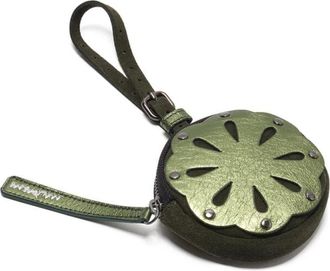 Maliparmi Leren Bloom Pouch - Dames - Sleutelhangers & Tashangers - Groen - ONE Size - Leer - Accessoires