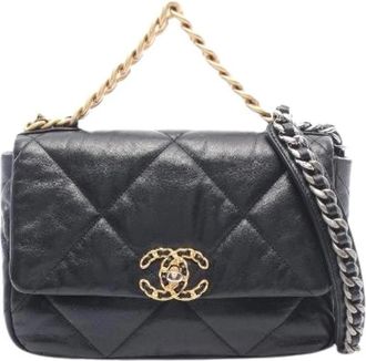 Chanel Pre-owned 19 Matelasse Leder 2way Schoudertas - Dames - Vintage Schoudertas - Zwart - ONE Size - Leer - Vintage