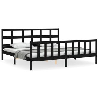 Berkfield Home Bed Frame with Headboard Black 200x200 cm Solid Wood