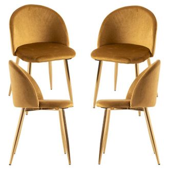 Regalos Miguel Packs Sillas Comedor - Pack 4 Sillas Vint Terciopelo Golden - Amarillo