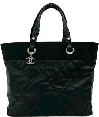 Chanel Pre-owned Paris-Biarritz Leren Canvas Tote Bag - Dames - Vintage Shopper - Zwart - ONE Size - Leer - Vintage