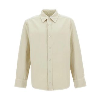 A.P.C. Geborduurde Overshirt - Heren - Casual Overhemden - Beige - M - Katoen - Overhemden