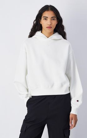 Champion Kapuzensweatshirt CHAMPION, Damen, Gr. L (42/44), weiss (str), Sweatware, Obermaterial: 70% Baumwolle, 30% Polyester, unifarben, hoch geschlossener Au