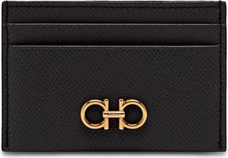 Ferragamo Gold Emblem Calf Leather Card Holder