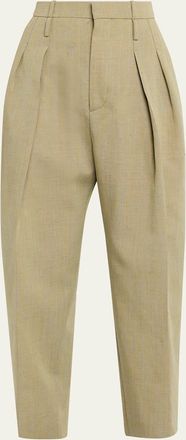 Bottega Veneta Double-Pleated Wool Straight-Leg Trousers