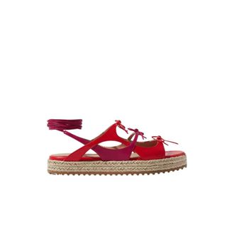 Scarosso Flat Sandals, female, Red, Size: 5 US Sweet Lace Sandals
