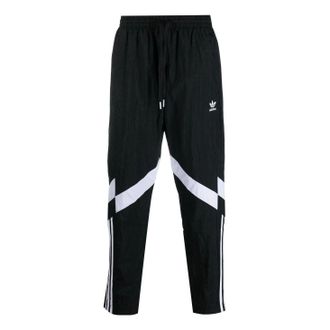 adidas Mens adidas originals FW22 Rekive Printing Logo Stripe Drawstring Straight Sports Pants/Trousers/Joggers Black HK7325
