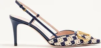 Valentino Garavani VLogo Signature Slingback Pumps In Crochet Fabric 80Mm Wo