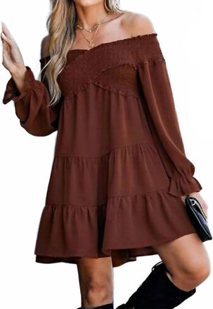 Cupshe Boho Crisscross Off Shoulder Mini Dress In Terracotta Brown