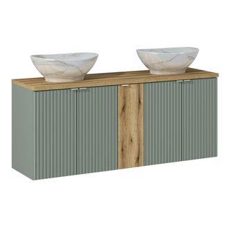 Petits Meubles Mueble doble lavabo 140cm 5 puertas paneles de melamina y mdf verde