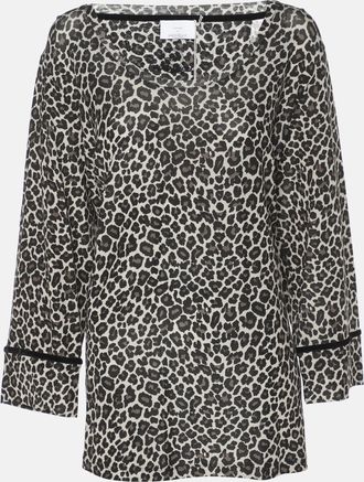 Marina Rinaldi Voyage By Marina Rinaldi Grey Animal Print Jersey Scoop Neck Tunic