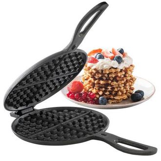 MegaChef 6.7 Inch Round Cast Iron Pie Iron Outdoor/Camping Cookware with Long Handle in Black at Nordstrom