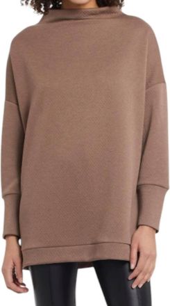 Tribal Funnel Neck Tunic Sweater In Pinebark