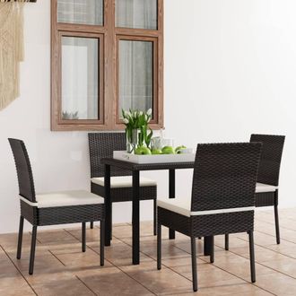 vidaXL Vidaxl - Conjunto De Comedor De Jard&iacute;n 5 Piezas Rat&aacute;n Sint&eacute;tico Negro