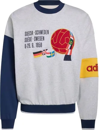 adidas (WMNS) adidas Sweden FIFA World Cup 2026 Sweatshirt Asia Sizing Light Grey Heather Night Indigo Bold Gold KD7771