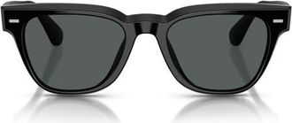 Oliver Peoples Rueny 51mm Polarized Pillow Sunglasses in Black /Midnight Express Polar at Nordstrom