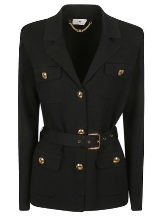 Elisabetta Franchi Tailored Gold Accent Viscose Blend Jacket