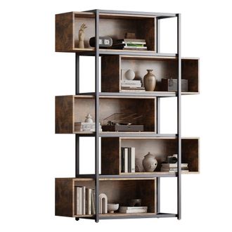 Urban Meuble Librer&iacute;a de 5 niveles con efecto madera marr&oacute;n