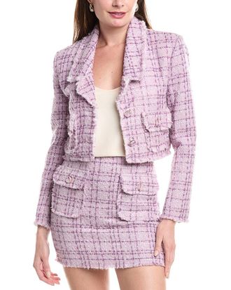 endless rose Tonal Boucle Tweed Short Wool-Blend Blazer