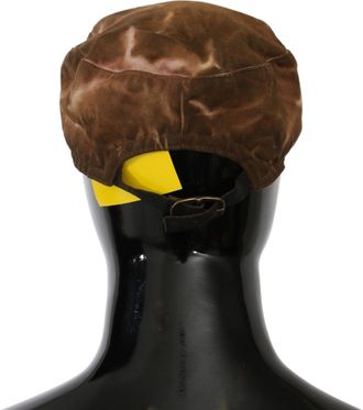 Costume National Womens Brown Newsboy Beret Cabbie Fedora Hat Cotton Blend