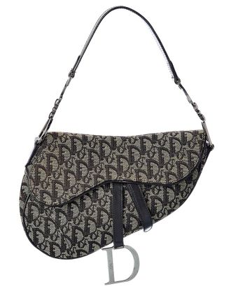 Dior Black Canvas Oblique Saddle Bag (Authentic Pre-Loved)