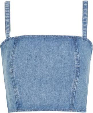 8 by YOOX ORGANIC COTTON DENIM CROP TOP
