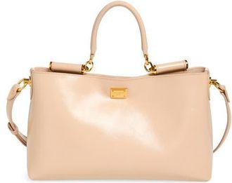 Dolce & Gabbana My Sicily Leather Shoulder Bag in 80095 Nudo 1 at Nordstrom