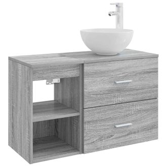 vidaXL Juego De Muebles De Ba&ntilde;o 2 Pcs Sonoma Gris Madera De Ingenier&iacute;a Vidaxl