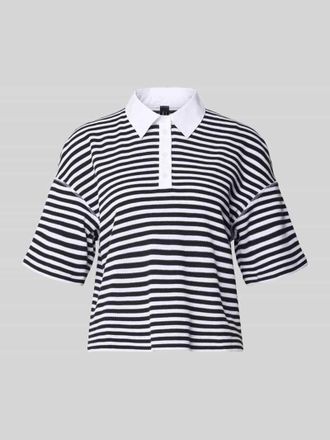 Marc Cain Relaxed Fit Oberteil in Strick-Optik mit Polokragen in Marine, Gr&ouml;&szlig;e 34