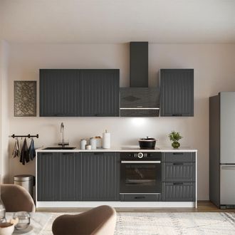Vicco Mueble De Cocina Fame-line, Gris Oscuro/blanco, 230 Cm, Et Antracita, Vicco