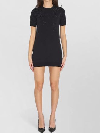 Gucci fine wool mini dress faded gg crystals