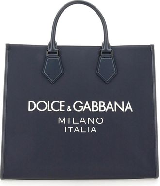 Dolce & Gabbana Navy Blue Logo Large Tote