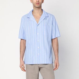 Lardini Mens Bowling-style Light Blue Shirt In Cotton - Size Small