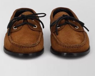 Aeyde loafers suede finish lace eyelet moc toe