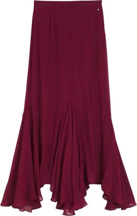 HUGO BOSS C Vilezia Midi Asymmetrische Rok - Dames - Midirokken - Rood - XL - Polyester - Rokken