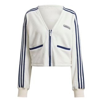 adidas (WMNS) adidas Terry Fabric Cropped Sweatshirt Asia Sizing White Navy HL6585
