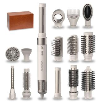 Celly Cecotec Cepillo De Aire Caliente Secador Moldeador Alisador 14 Cabezales Tecnolog&iacute;a Coanda Ceramiccare 14in1 Airglisse Champagne