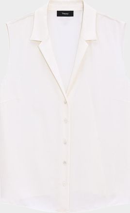 Theory Sleeveless Silk Camp Blouse