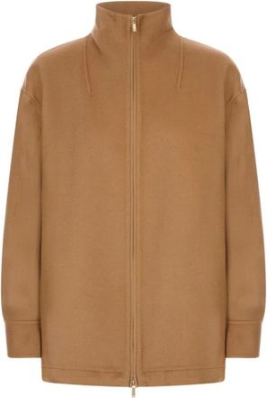 Max Mara Jassen, Dames, Bruin, S, Wol, Pino Korte Jas