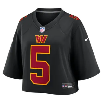 Nike Jayden Daniels Washington Commanders Nike Womens NFL Cropped Tundra Game Jersey in Black | WCJF00A9EF-VVK