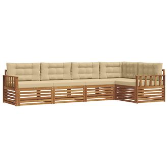 vidaXL Conjunto De Sof&aacute;s De Exterior Con Coj&iacute;n 5 Pcs Natural Y Beige Vidaxl
