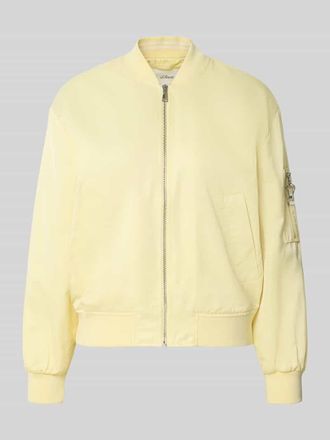 s.Oliver Red Label Regular Fit Bomberjacke mit College-Kragen in Hellgelb, Gr&ouml;&szlig;e 32