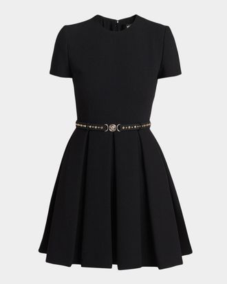 Versace Belted Short-Sleeve Mini Dress