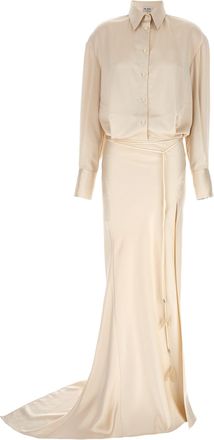 The Attico Long Satin Chemisier Dress
